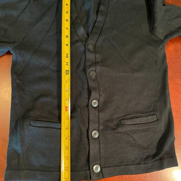 vintage Dennis Mens YL Green Acrylic Button-Up Cardigan Sweater - Picture 10 of 12